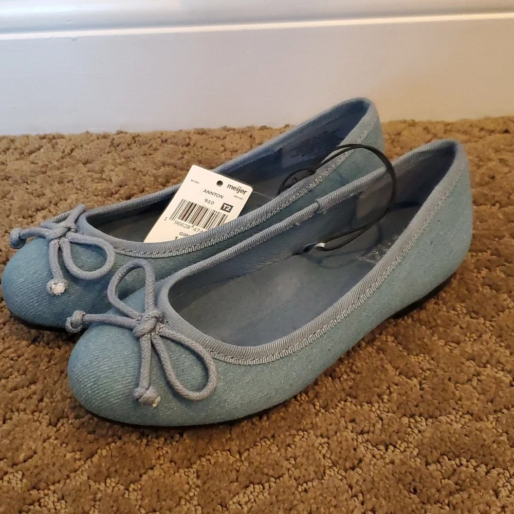 Girls Mia Girl ANNTON Denim Ballet Flats Shoes Size 11 12 13 1 2 3  jean NWT